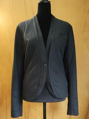 Simply Vera Vera Wang Charcoal Gray Single-Button Blazer